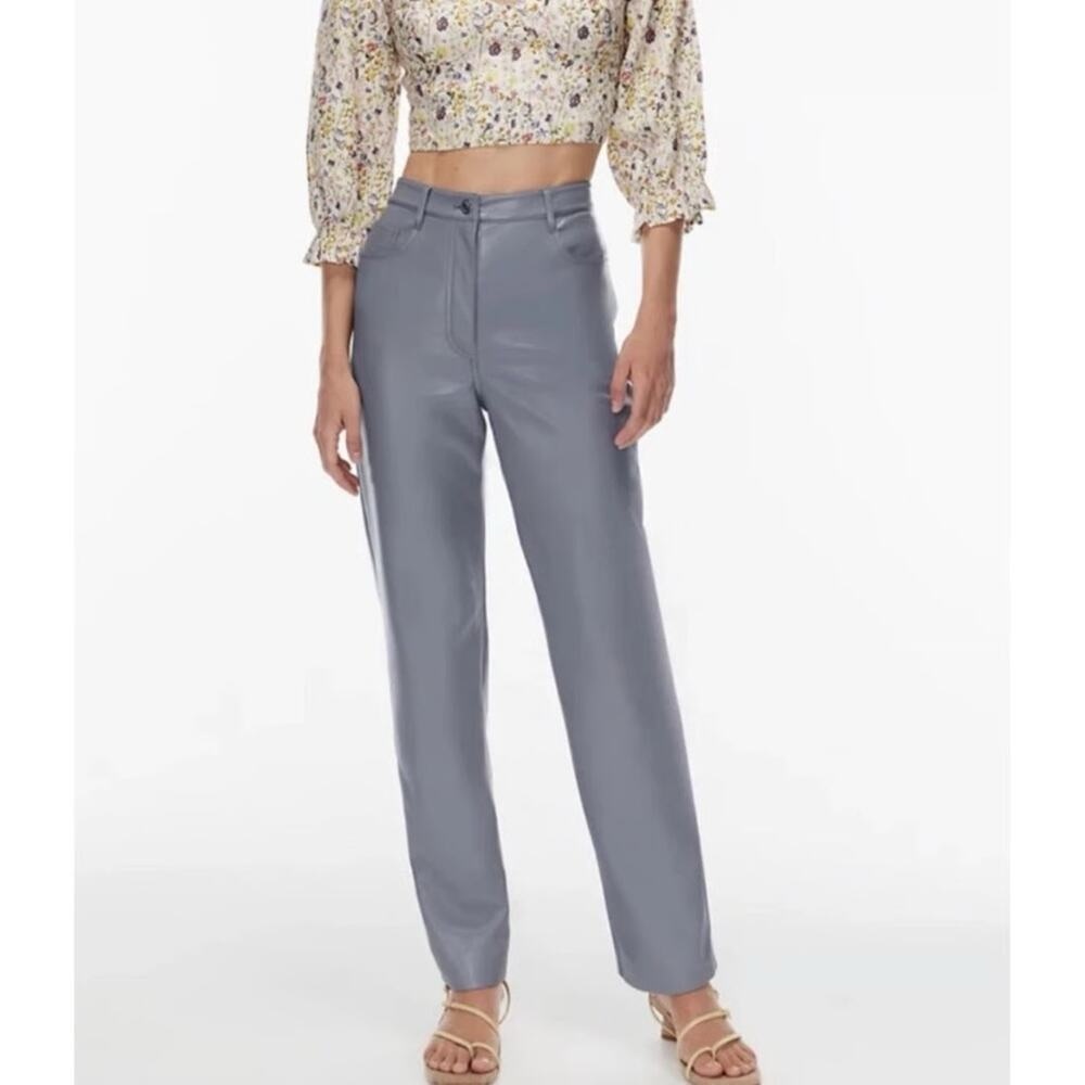 Wilfred Aritzia The Melina Pants Gray Vegan Faux Leather Straight Leg